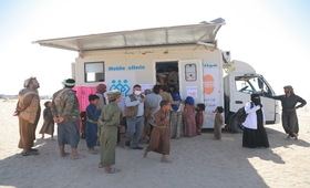 A USAID-supported mobile clinic in operation in Marib Yemen, ©UNFPA Yemen