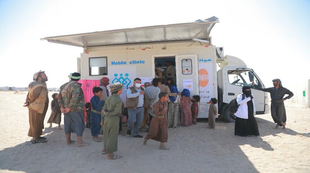 A USAID-supported mobile clinic in operation in Marib Yemen, ©UNFPA Yemen