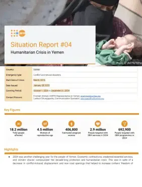 UNFPA Yemen Situation Report #4 - October-December 2024