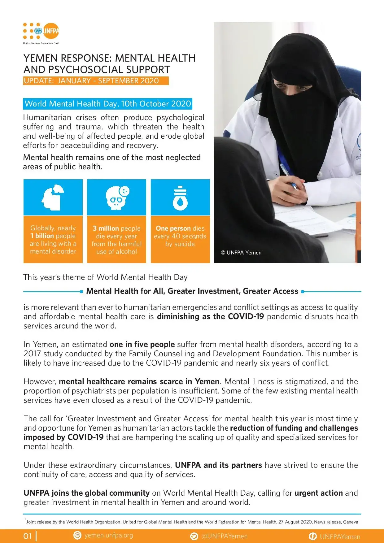Mental Health and Psychosocial Support Update #01 Jan-Sept 2020