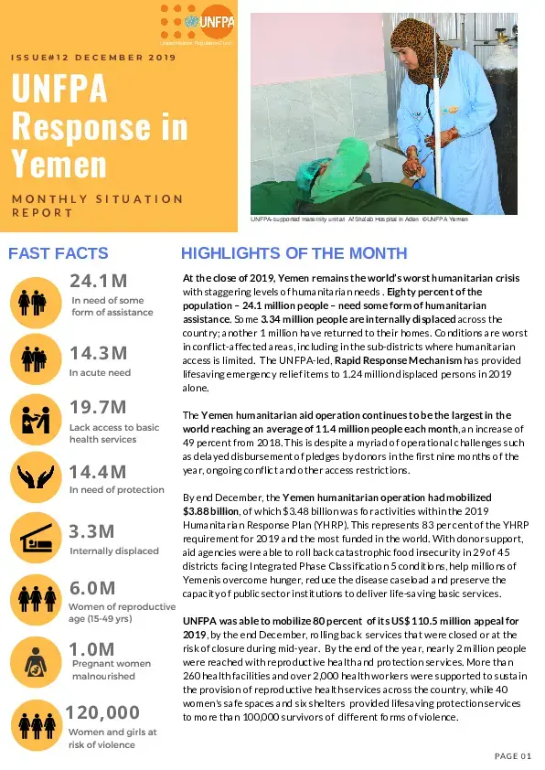 Monthly Situational Report #12 December 2019 