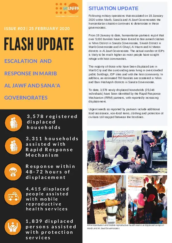 Flash Update #03 Escalation and Response in Marib, Al Jawf and Sana'a Governorates