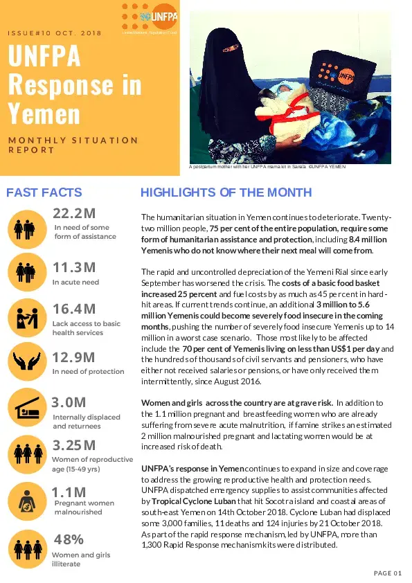 Monthly Situation Report #10 October 2018