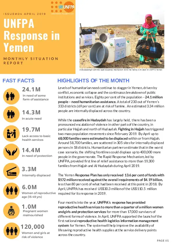 Monthly Situation Report #04 April 2019